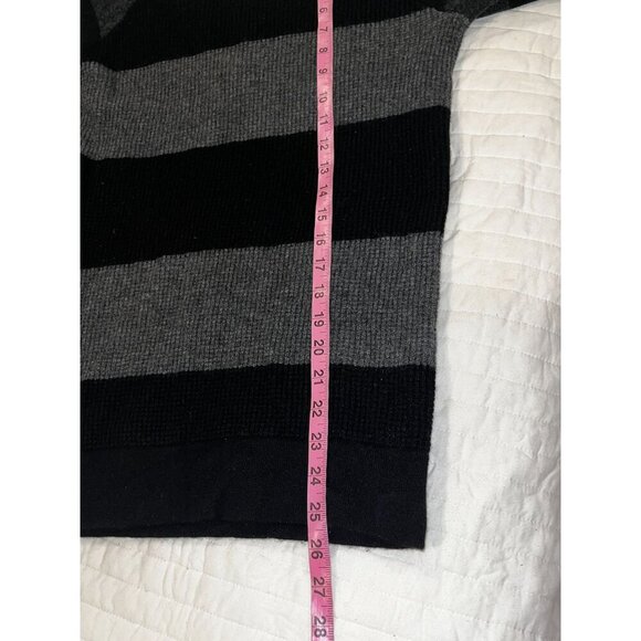 Theory Black & Gray Striped 100% Cashmere Pullover Sweater Women's Size S - Picture 7 of 9